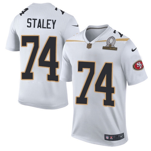 Men's Elite Joe Staley Nike Jersey White - #74 Team Rice 2016 Pro Bowl NFL San Francisco 49ers